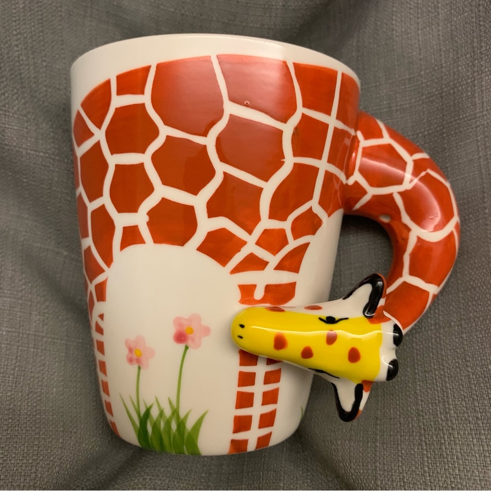 3D Giraffe Mug Cup Ceramic Porcelain Animal Africa Flowers Tea Coffee Jungle